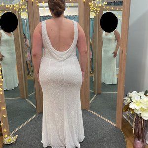 Erika Beaded Draped Cowl Back V-neck Wedding Dress